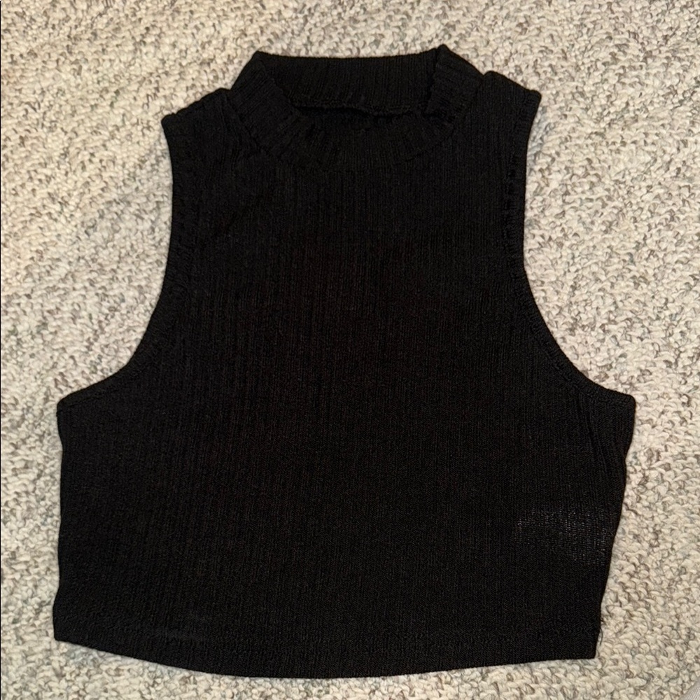 Black Sleeveless Knit Top